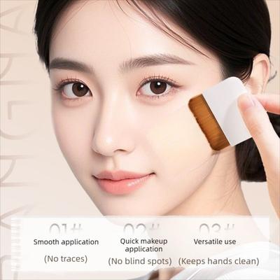 Pinceau Fond de Teint Ultra-fin Compact Sans Trace Avec Miroir Tête Plate Pinceau Maquillage Pliable Outils Beauté Pinceau Doux Sans Trace
