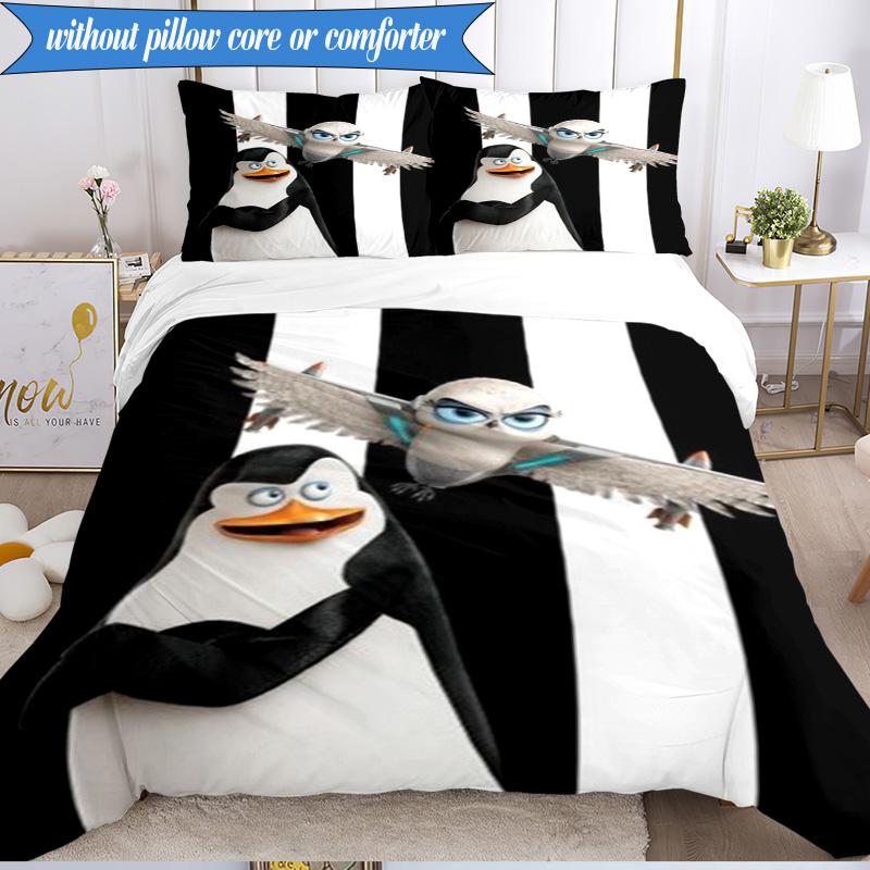 Penguins dventure 3pcs K-pop music group Bedding set,Ideal for Bedroom, Dormitory,Including Duvet Cover And 2pcs Pillowcases,Fan gifts