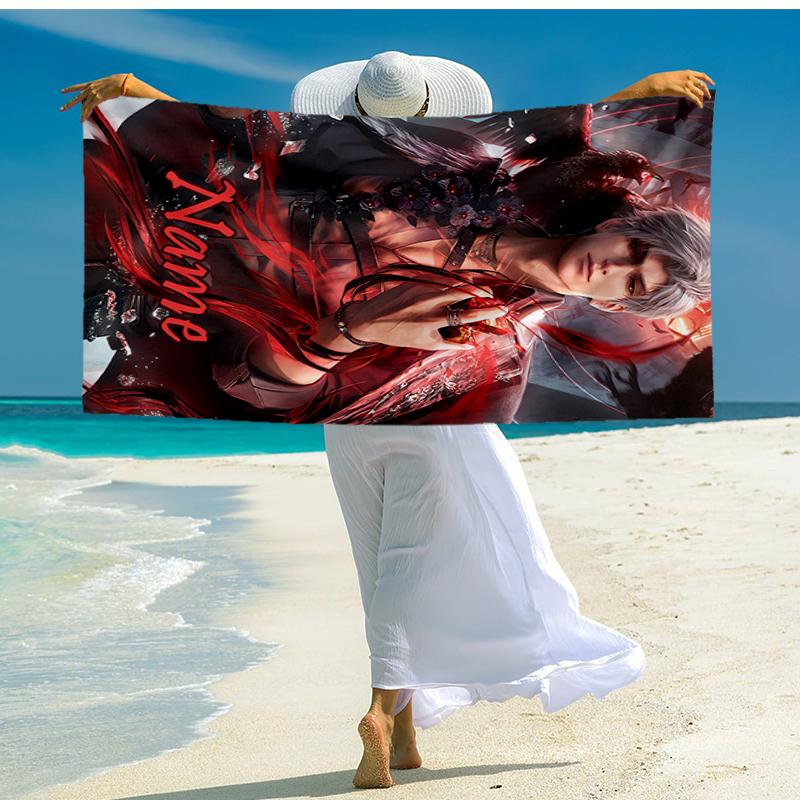 Custom Name Ultra-Soft Beach Towel with Love and Deepspace Theme,Ideal for Pool - Camping, Diving - Perfect Travel Essential, Vibrant Beach Towel.