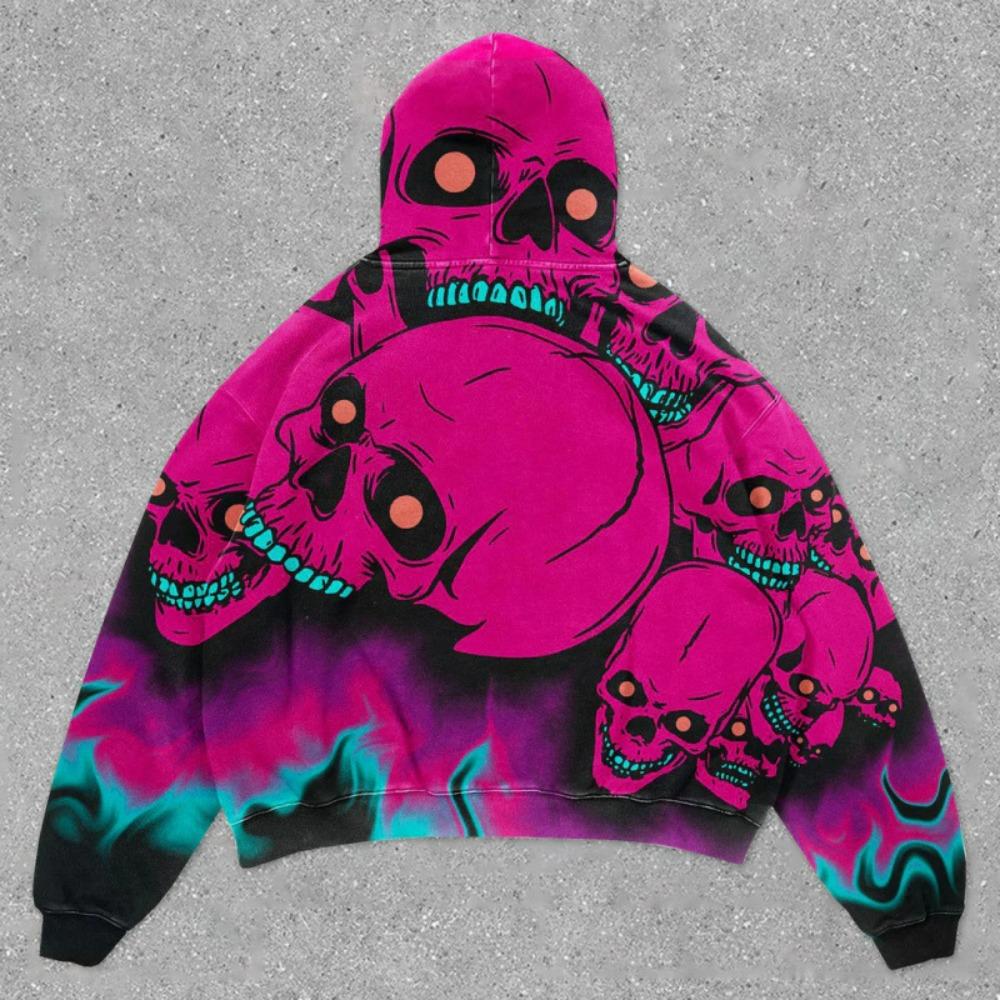Vintage Herren- und Damen-Sweatshirt 3D Totenkopf Grafikdruck Lässiger Hoodie Herbst Übergroße Kleidung Harajuku Langarm Kinder Pullover