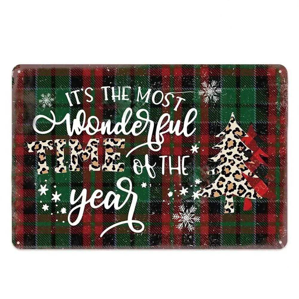 Vintage Christmas Metal Tin Sign Home Festive Wall Decor