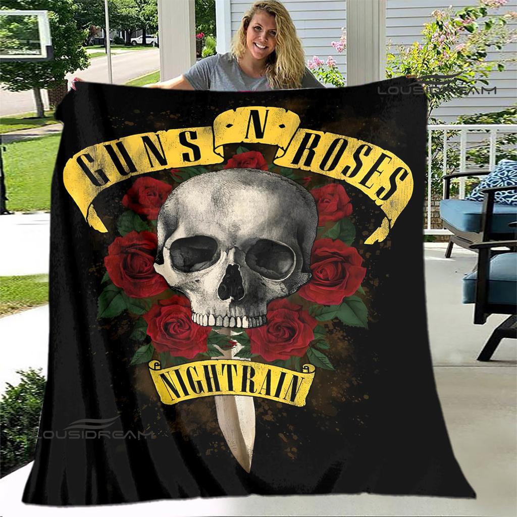 Guns n'roses band retro print blanket Flannel Soft Comfort Blanket Home Travel Blanket Kids Warm Blanket birthday gift