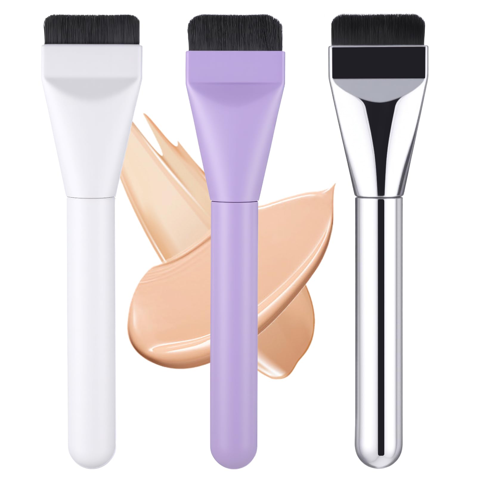 

3Pcs Flat Foundation Brush,Spatula Brush Makeup Face Mask Brushs,Blender Brushs Tool for Applicator Face Cream Powder Concealer