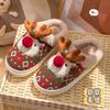 Cute Christmas Elk Cotton Slippers Winter Home Warm Soft Bottom Non-slip Couple Plush Cotton Mop