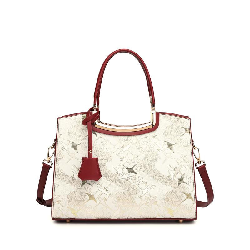 

Handbag, Chinese Style Middle-aged Mother Bag, Simple and Large Capacity Commuting Shoulder Bag, Fashionable and Versatile Tote Bag