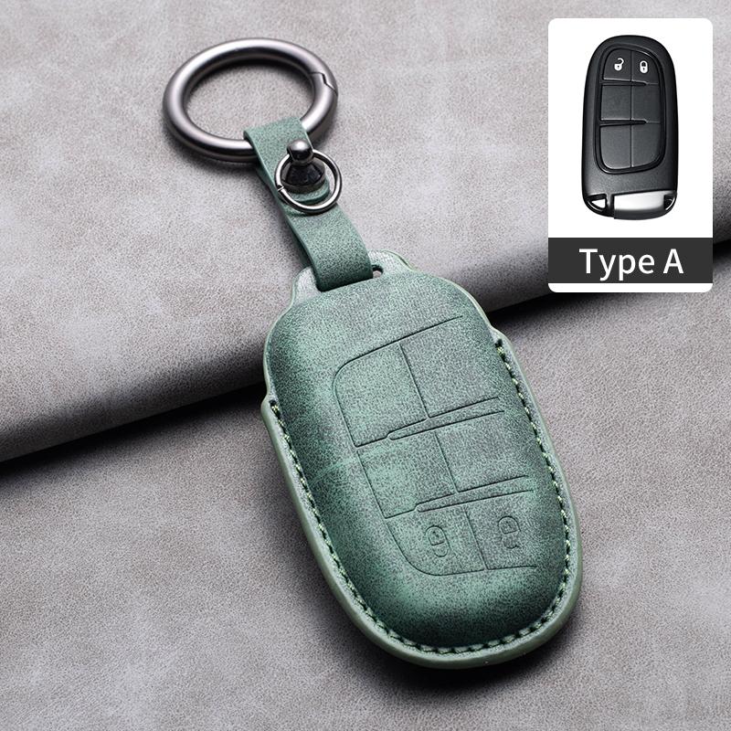 Leather Car Key Case Cover Keychain For Jeep Wrangler Commander Compass Patriot Renegade Cherokee grand cherokee Keyring