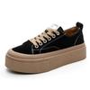 Scarpe nere con plateau di marca, nuove per primavera ed estate, con punta rotonda, modello muffin, scarpe da ginnastica casual