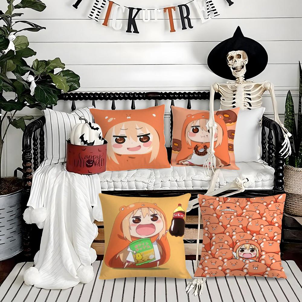 Cute Anime Himouto! Umaru-Chan-H Pillow Case Silky Short Plush With Invisible Zipper Dustproof Sofa Cushion Cover For Home Decor