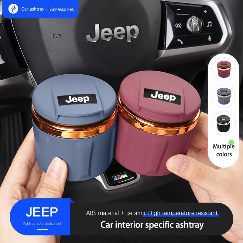 4 Colors Car Ashtray LED Interior Ceramic Ashtrays For Jeep Renegade Compass Grand Cherokee Wrangler Gladiator Patriot Liberty ANR1