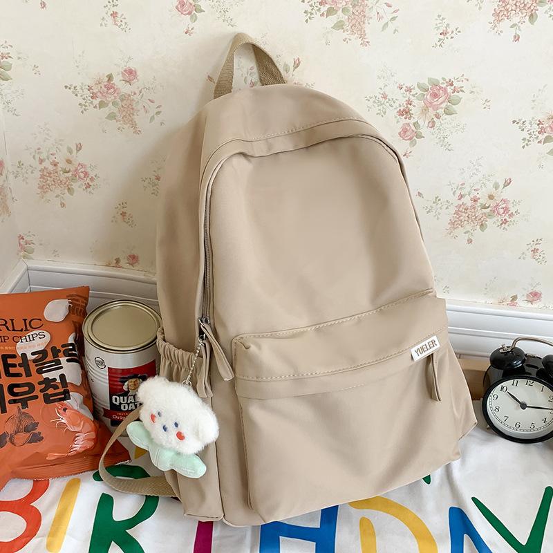 Primary School Girls High School Students School Backpack Junior High School Students Solid Color Backpack