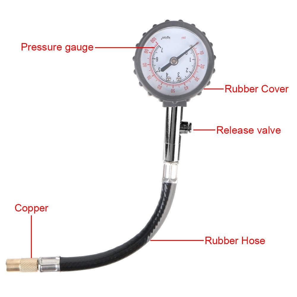 Air Tire Pressure Gauge 0-100 PSI Car Truck Motorcycle SUV Tire Tyre Pressure Gauge Inflator Air Line Pump Car Truck