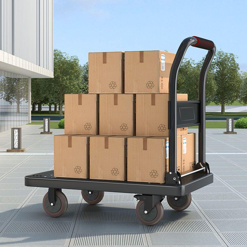 Compact Four-Wheeled Folding Trolley: Silent Portable Hand Truck for Cargo