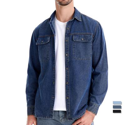 Nuevas Camisas Vaqueras 100% Algodón para Hombre Doble Bolsillo Casual Vaquero Camisas para Hombre Manga Larga Otoño Camisas de Jeans para Hombre