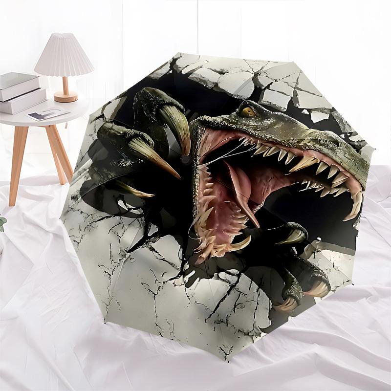 1pc Dinosaur Wall Umbrella with 8 Iron Ribs and a Plastic Handle, Automatic Opening and Closing, and Daily Use.1083