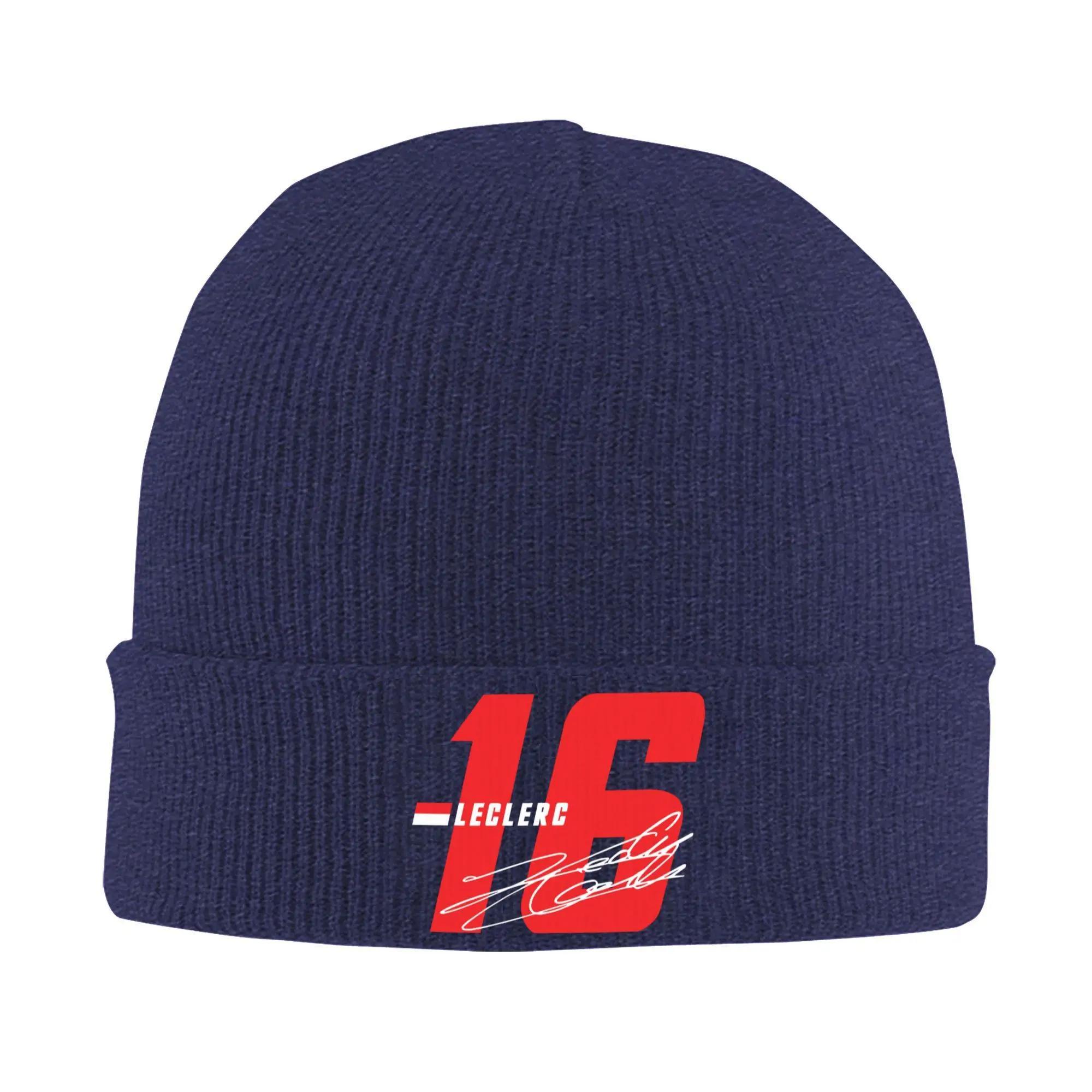 

Custom Charles Leclerc 16 Signature Number Skullies Beanies Cap Unisex Women Unisex Trend Winter Warm Knitted Hat Adult Bonnet Hat