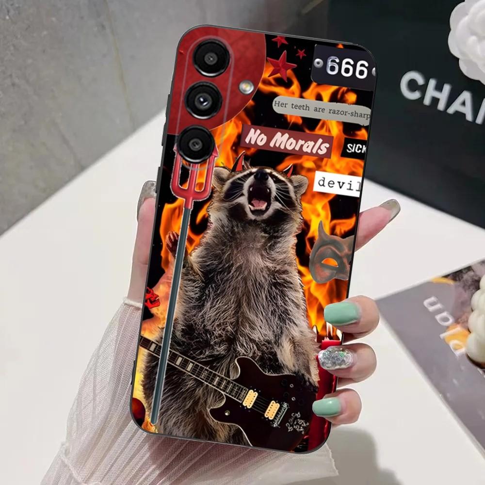 

Cute Raccoon Phone Case For Samsung S24,S21,S22,S23,S30,Ultra,S20,Plus,Fe,Lite,Note,10,9,5G Black Soft Cover Samsung S24