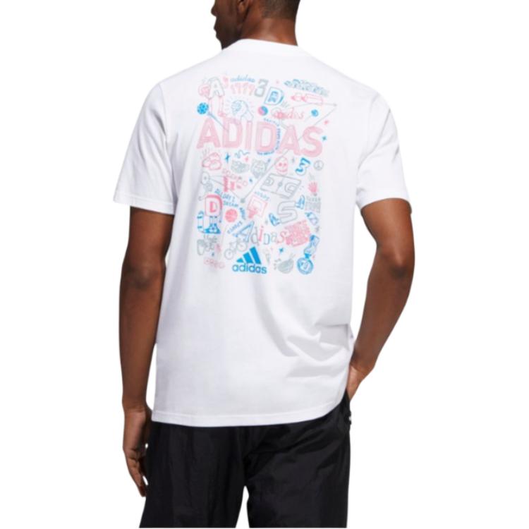 adidas Back Print Casual Crew Neck Short Sleeve T-shirt Men Tops White IB9423