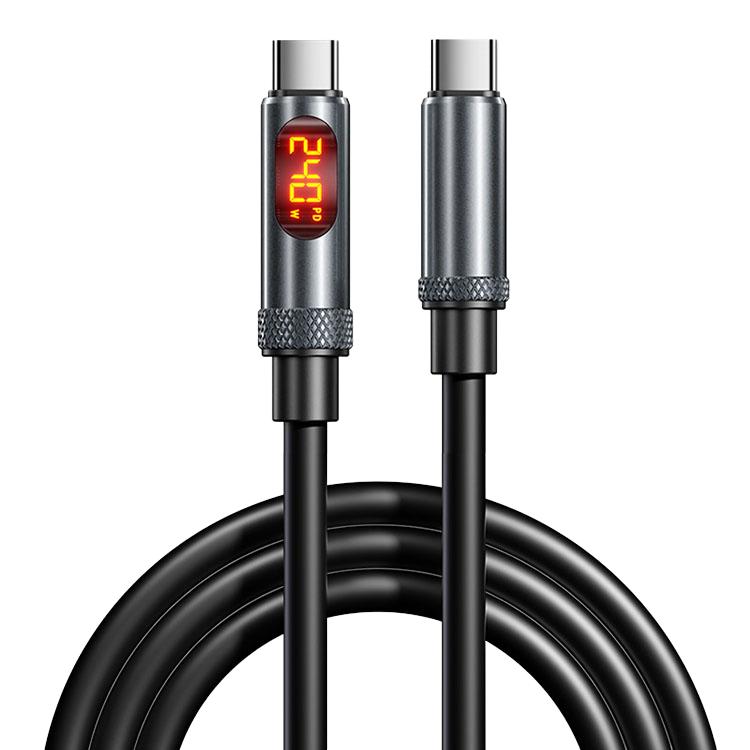 240W C to C Super Fast Charging Data Cable Flexible Silicone Digital Display Compatible iPad for Galaxy for iPhone 15Pro Max