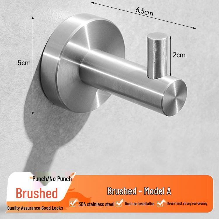 Gunmetal Grey Punch-Free 304 Stainless Steel Wall-Mounted Coat and Hat Hook