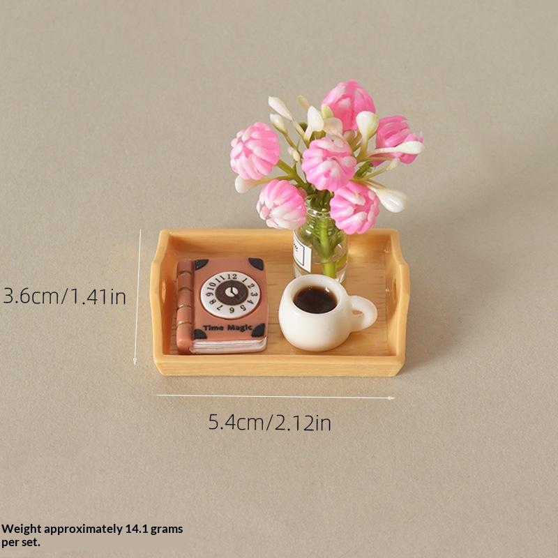 1Set Dollhouse Mini Coffee Cup Vase Model Simulation Kitchen Food Play Decor Accessories