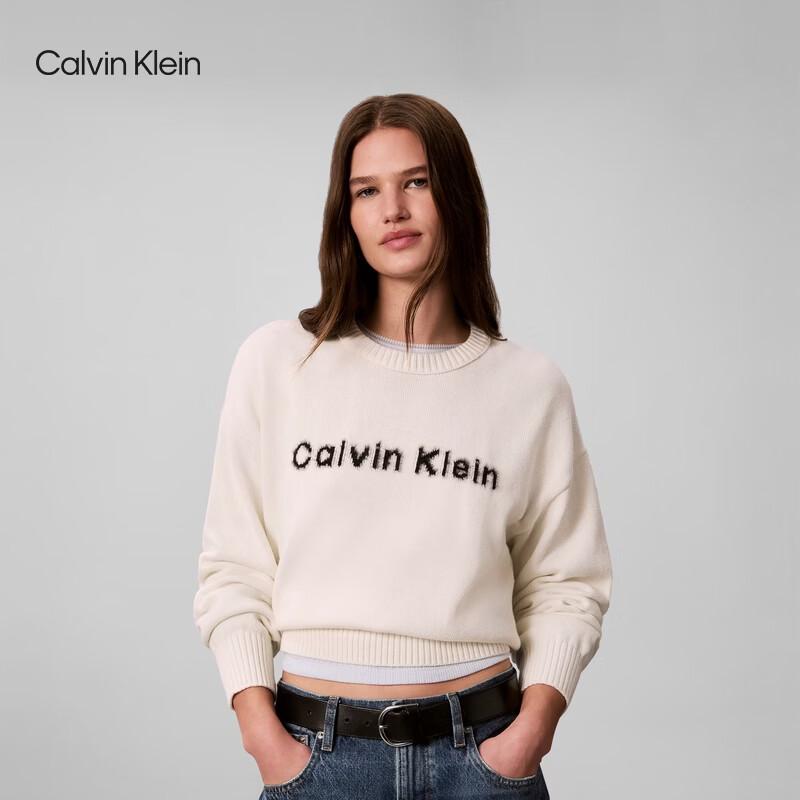 Calvin Klein Women's Cotton Logo Crewneck Knit Top