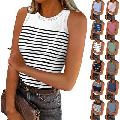 Damen Sommermode Casual Rundhals Ärmelloses Top Enges Tanktop