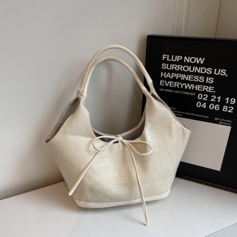 

Large Capacity Bow Underarm Bags PU Leather Tote Bag Fashion Y2k Shoulder Bag Female Lady Girl Style B