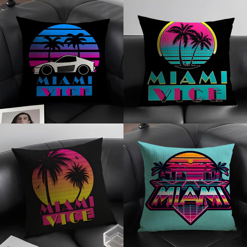 Miami Vice Pillow Case Pattern Printed Pillowcase For Living Room Sofa Cushion Cover Bedroom Decor