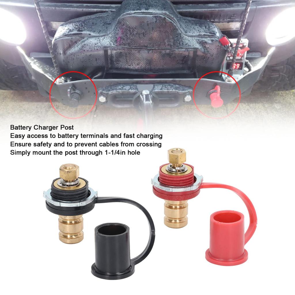 Charger Post Kit 20mm Stud Cap Car RV Truck Charging Pile Jumper Terminals Black Red High Strength for 250A
