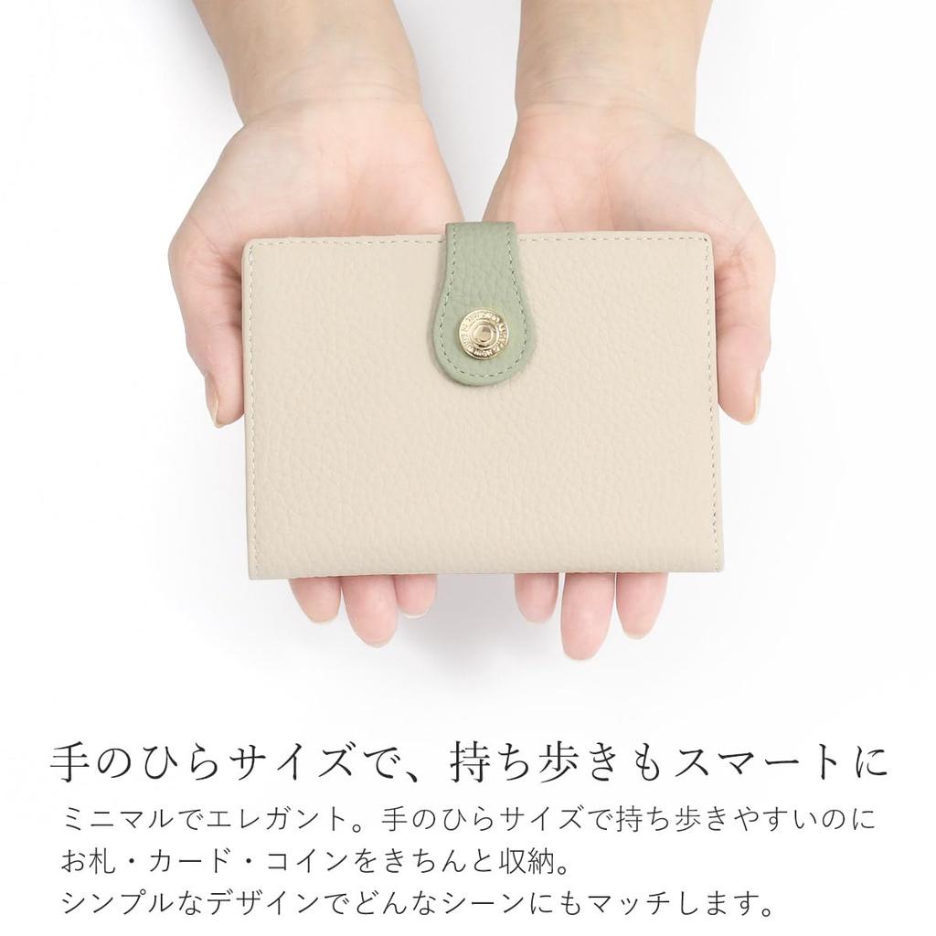 Blanc Pomme Damen Geldbörse aus echtem Leder, Zweifarbiges Design, Dünn und Stilvoll, Grün, bp-1087