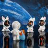 3pcs Planet Astronaut Bunny Rabbit Resin Mini Figures Cute Cartoon Ornament Miniature Craft DIY Accessories Home Desk Decor Gift