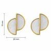 Half-Circle D-Shape Gold-Edged Stainless Steel Stud Earrings with Irregular Design