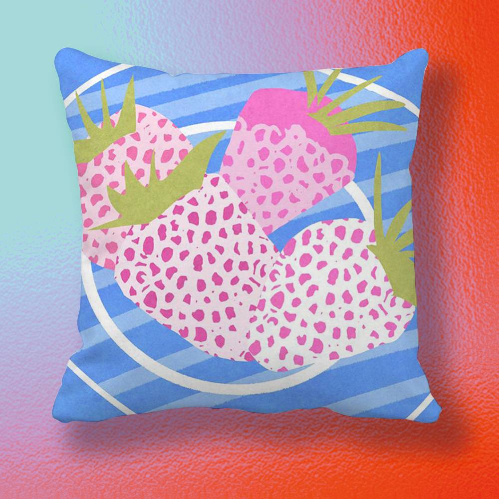 Japanese Korean Sweet Strawberry Pillow Cover Soft Microfiber Pillowcase Home Sofa Decor Surprise Decorative Printed
