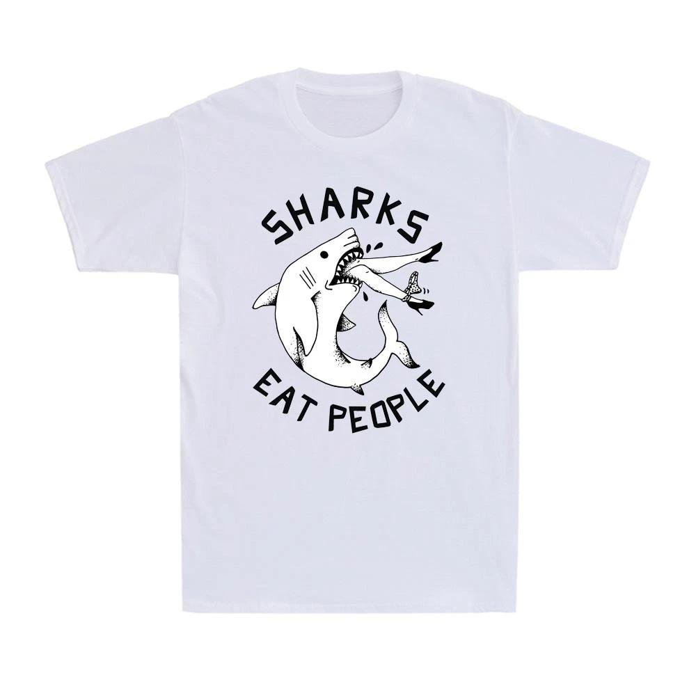 Sharks Eat People Funny Jaws Teeth Fin Attack Ocean Swimming Men's T-Shirt