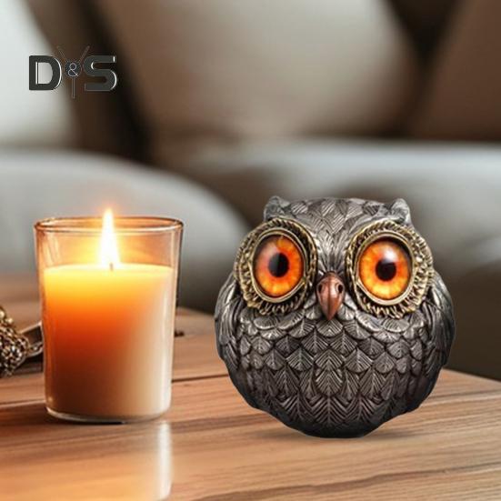 2ks miniaturní figurky sovy Ručně vyrobené socha sova socha zvířete Drobná plastika sovy z pryskyřice Stolní ozdoba pro dekoraci domácí police