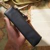 2026 Vintage Crazy Horse Leather Zipper Pencil Bag Handmade Cowhide Pen Cover Creative Fashion Stationery Pen Storage Bag