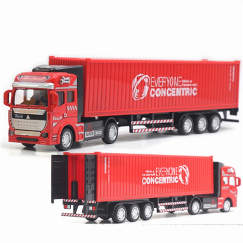 Alloy Big Truck Toy Car: Children's Model Trailer & Container Set