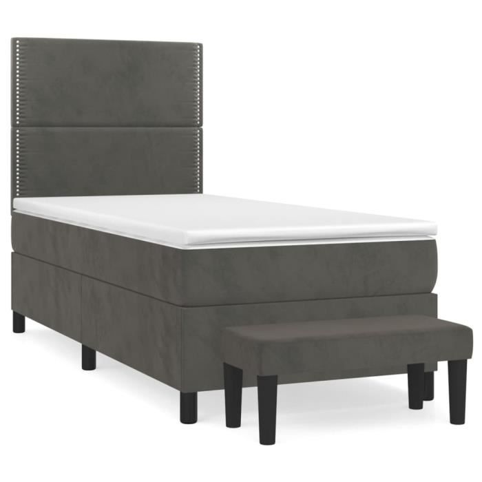 3137750 vidaXL Divan-lit Et Matelas Gris Foncé 80x200 Cm Velours
