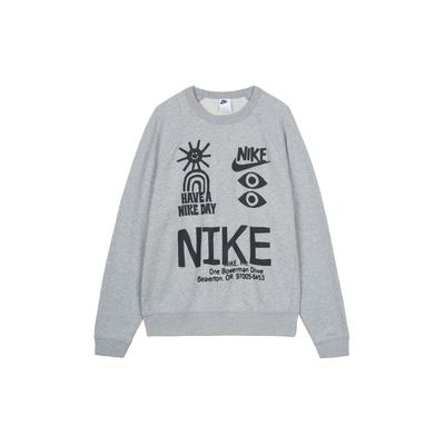 Logo-Print Langarm-Pullover-Sweatshirt Herren-Oberteile Grau DQ4170-063