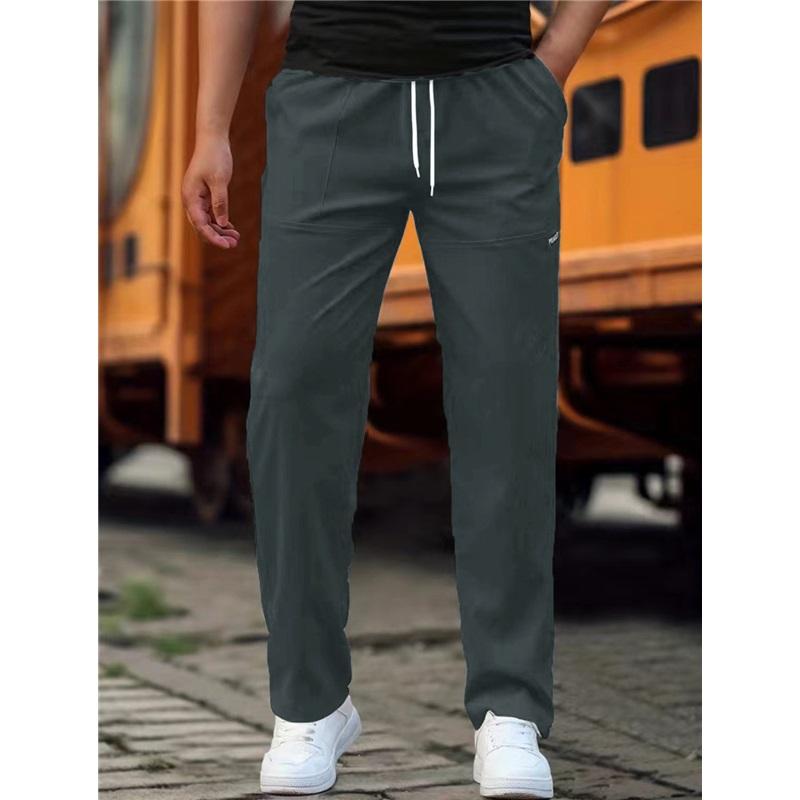 

Мужские прямые спортивные брюки, повседневные тонкие спортивные брюки с завязками на талии, весна и лето S темно-серого