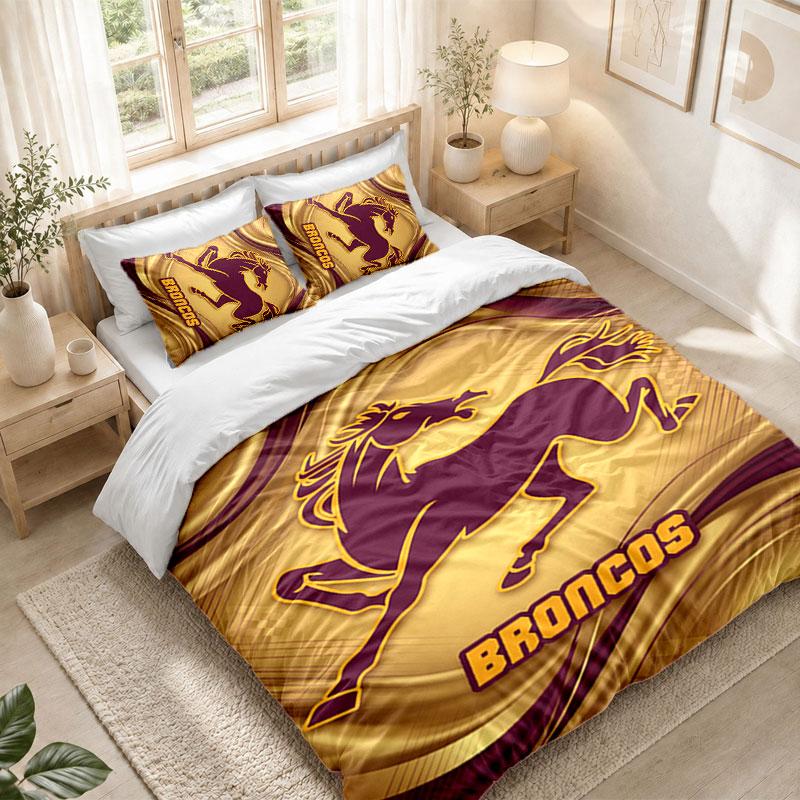 Bedding Set 1 Duvet Cover 2 Pillowcases Brisbane Broncos Print Bedroom Home Decoration
