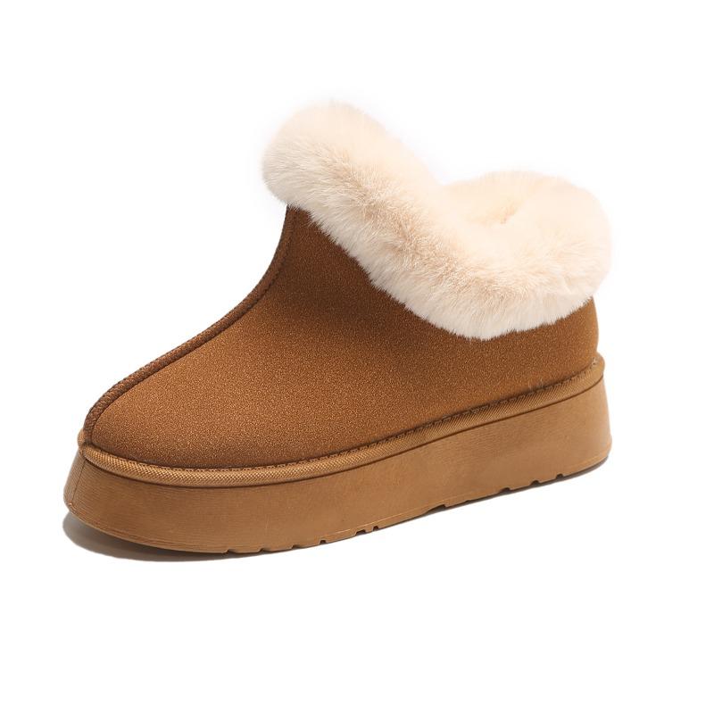 Snow boots women's thick-soled outer wear winter new fur integrated short boots thickened one-pedal cotton shoes non-slip