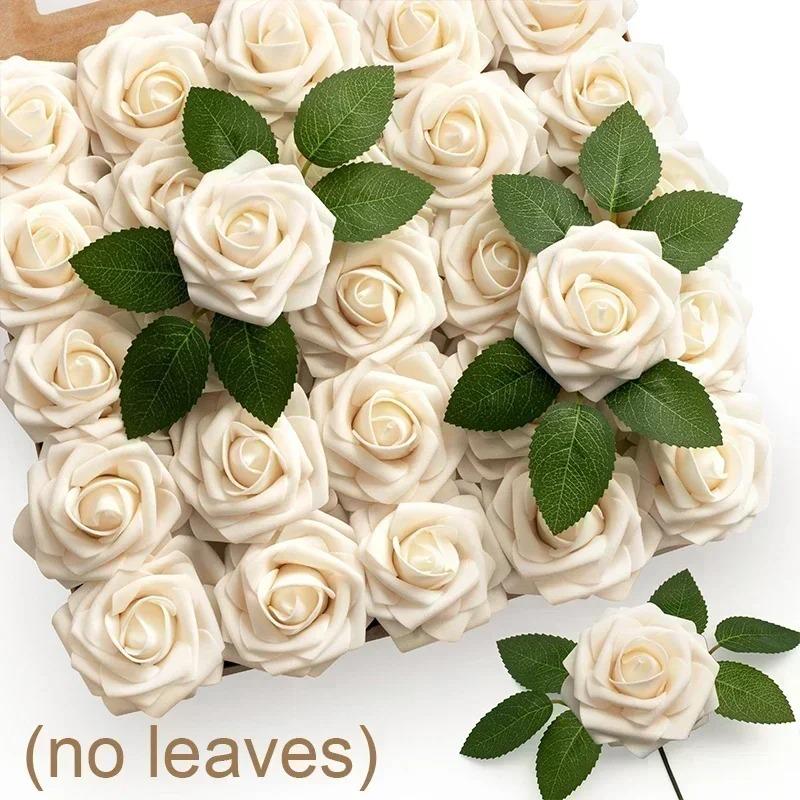 5/10/20/30/50Pcs Artificial Rose Flowers Foam Fake Rose Heads With Stems For DIY Wedding Bouquets Home Party Decoration Supplies