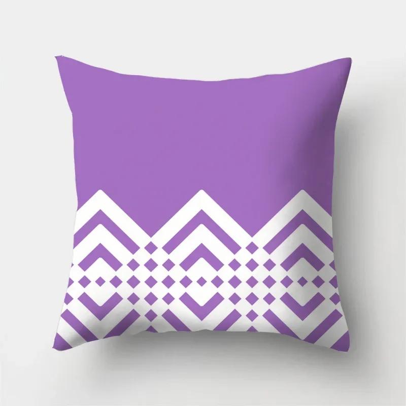 Purple Geometric Pattern Decorative Cushion Cover 45X45Cm Pillow Case For Sofa Home Decor Living Room Pillowcase