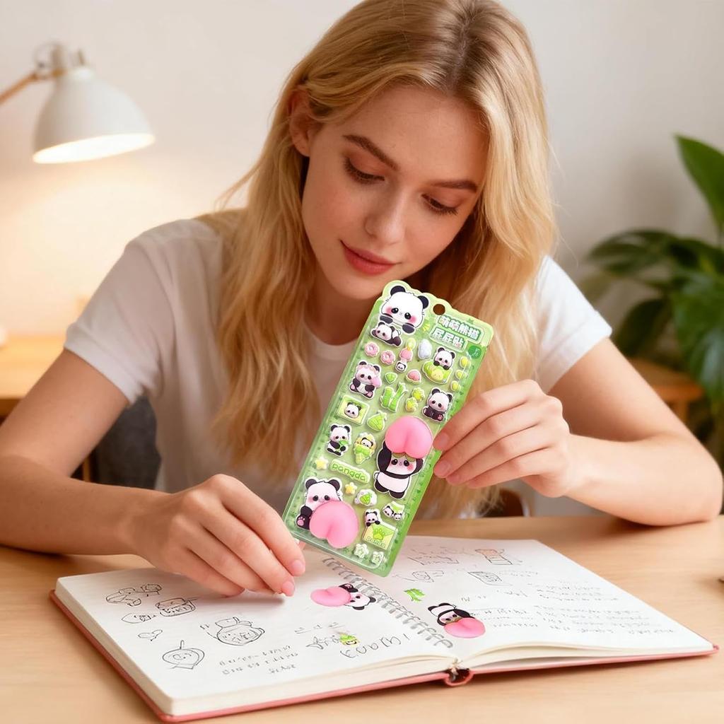 Generic Squishy Butt Cute Puffy Character 3D Marshmallow Fluffy Squishy Stickers for Sticker DIY Cute Sparkly Set of 2 Stickers, Books, Decorations,