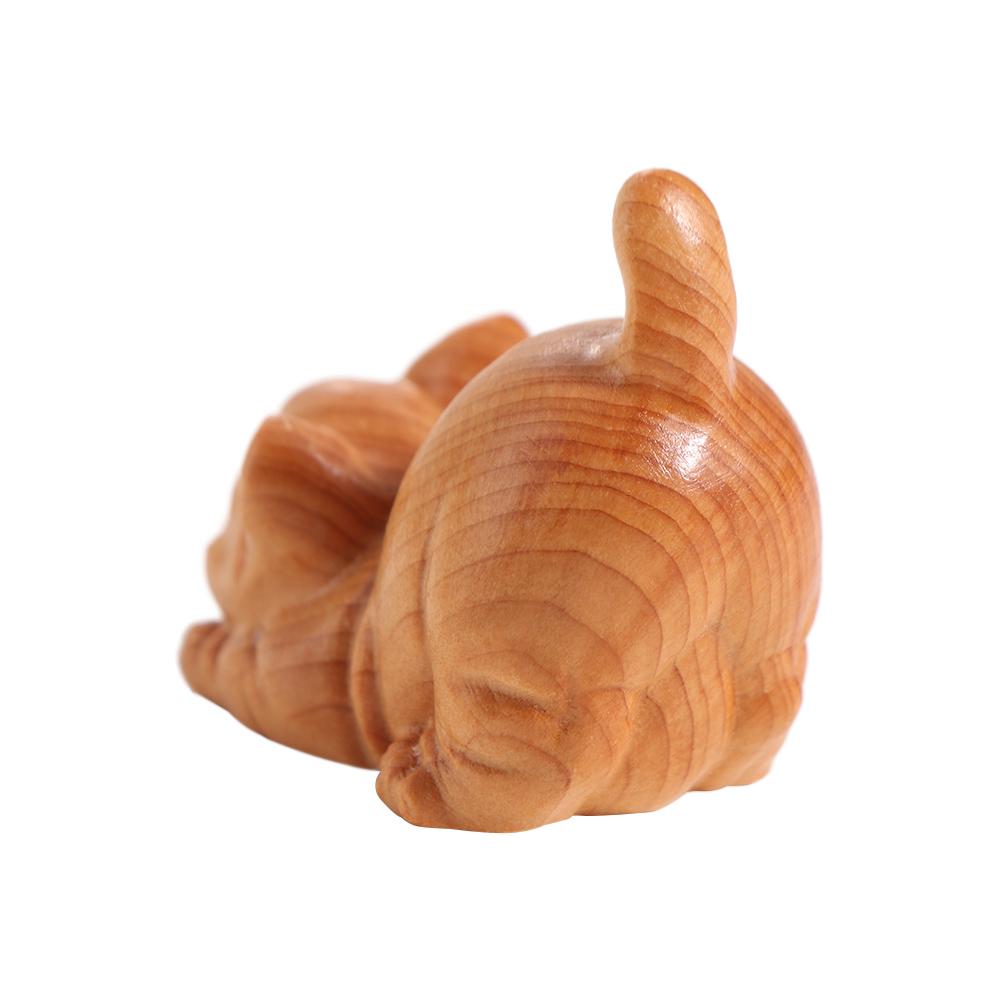Hand-carved Animal Figurine Adorable Tea Pet Desktop Decor Cat Sculpture  Table