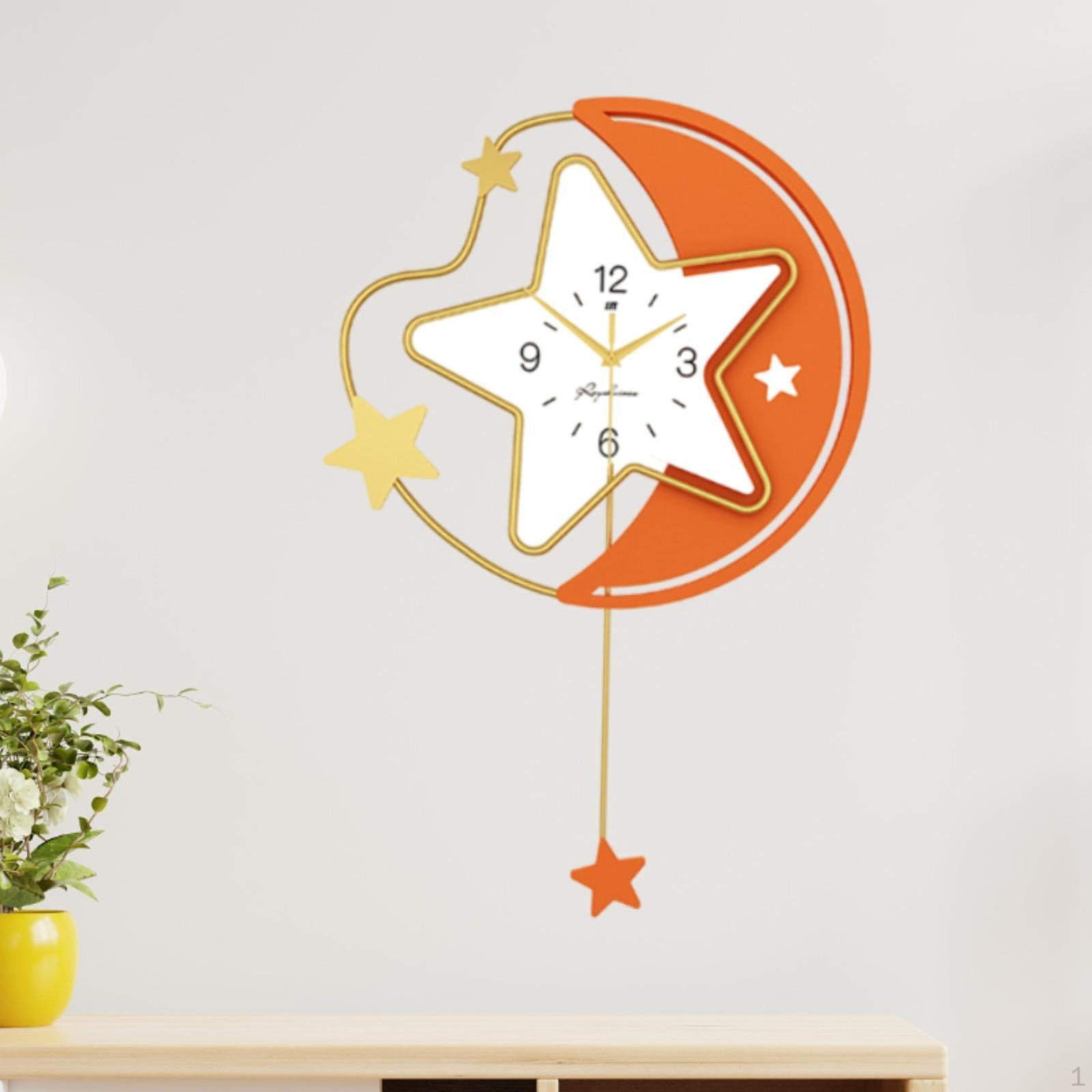 

Часы настенные металлические Crescent Star 18.9x27 дюймов декоративные бесшумные не тикающие для детской комнаты