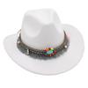 Ethnic Bowler Hat Tassel Western Cowboy Hat Jazz Hat Turquoise Felt Hat Outdoor Literary Sun Hat