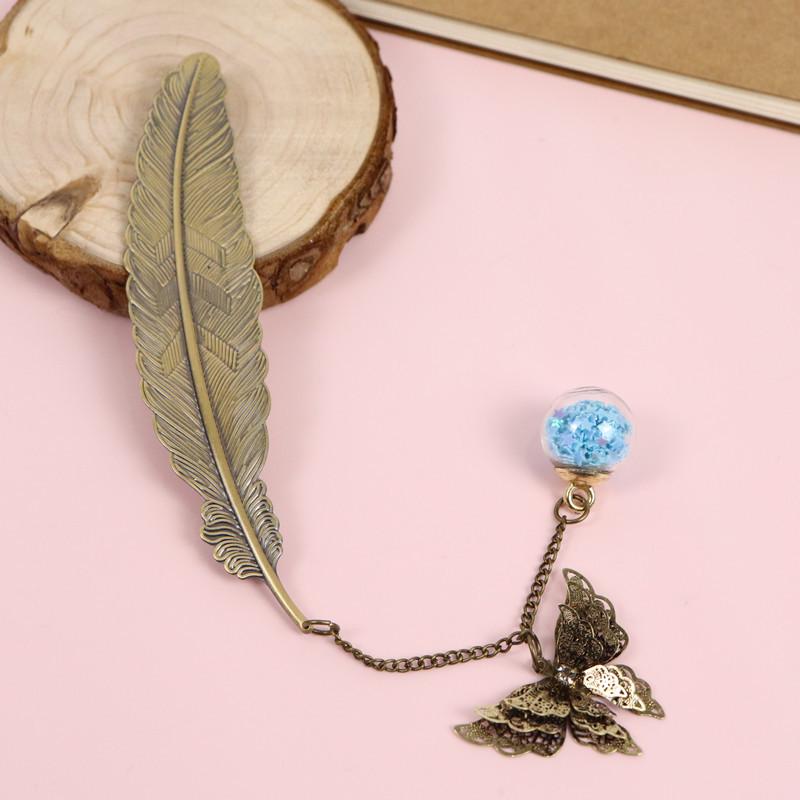 Chinese Style Butterfly Feather Metal Bookmark - Creative Student Gift