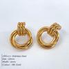 EManco Vintage Texture 18K Gold Plated Stainless Steel Hoop Earrings Women Geometric Circle Twist Fashion Jewelry